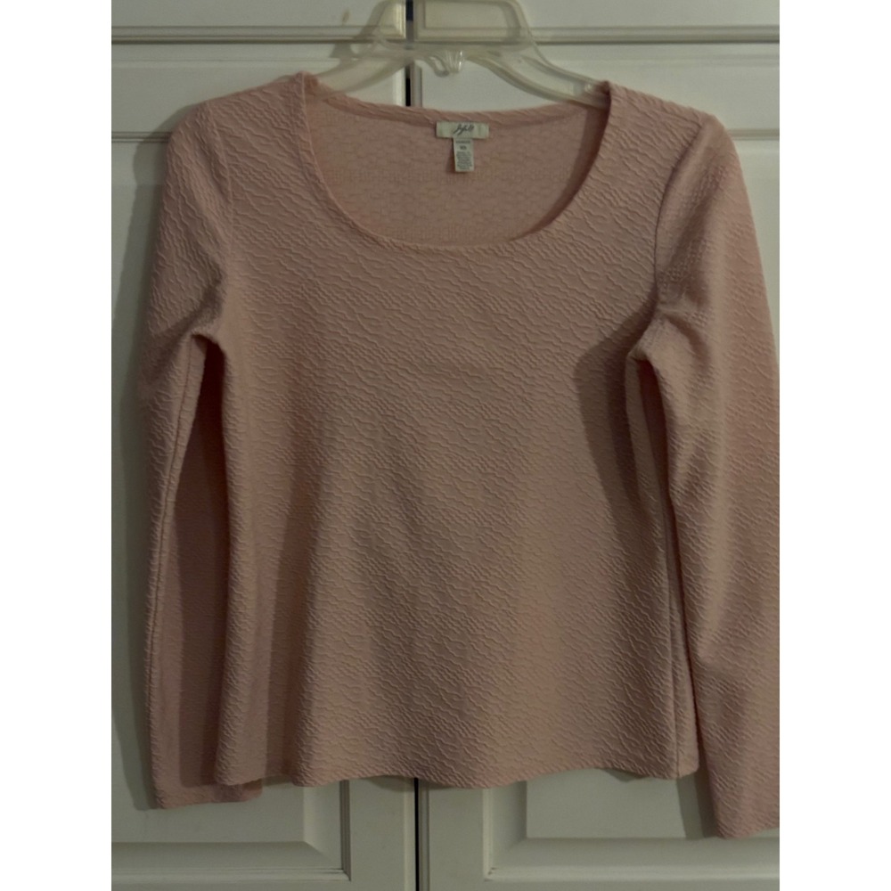 J Jill Pink Textured Long Sleeve Scoop Neck‎ Stretch Top Women XS